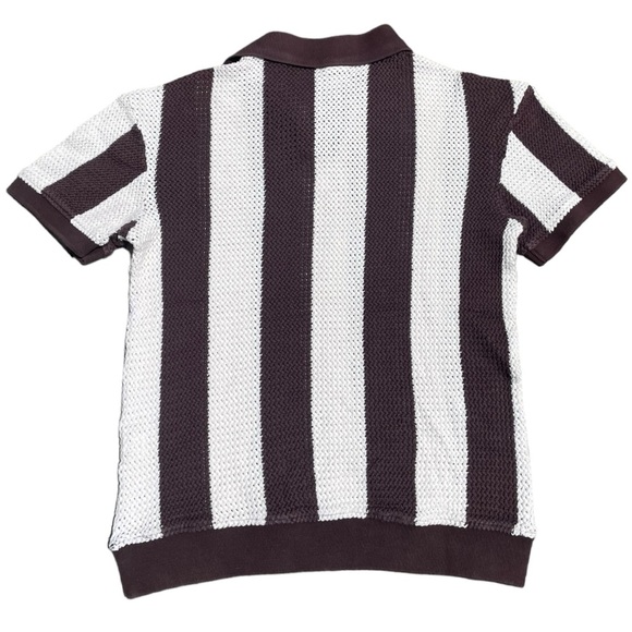 Brown and White Knitted Zara Polo Shirt (S) - Picture 3 of 6